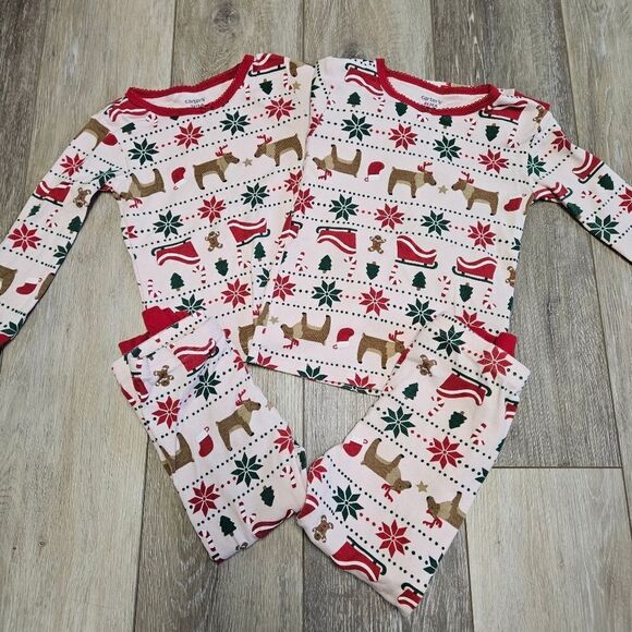Carter's 2 Sets Family Holiday Matching Pajamas Fair Isle Pink Toddlers 2T 4T - Picture 1 of 4